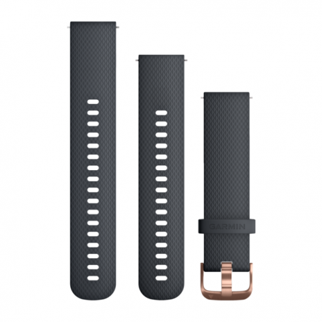 Pasek do Venu Sq/FR 245/645/Vivoactive3/Vivomove (20mm) Czarna wytłaczana skóra ze złotym zapięciem