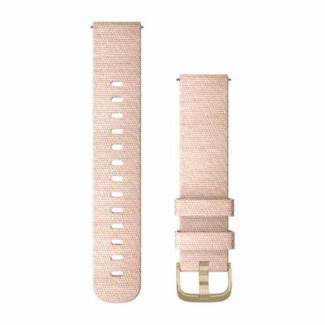 Pasek do Venu Sq/FR 245/645/Vivoactive3/Vivomove (20mm) Różowa nylonowa plecionka z jasnozłotym zapięciem