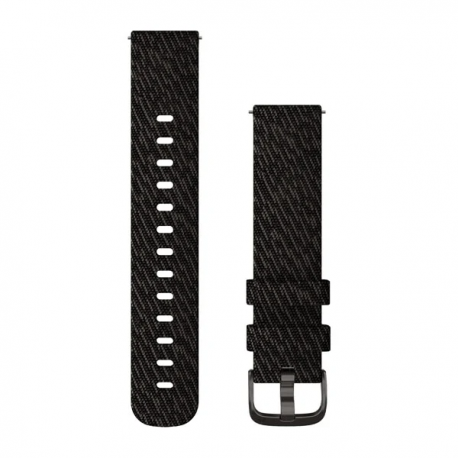 Pasek do Venu Sq/FR 245/645/Vivoactive3/Vivomove (20mm) Czarna nylonowa plecionka z popielatym zapięciem