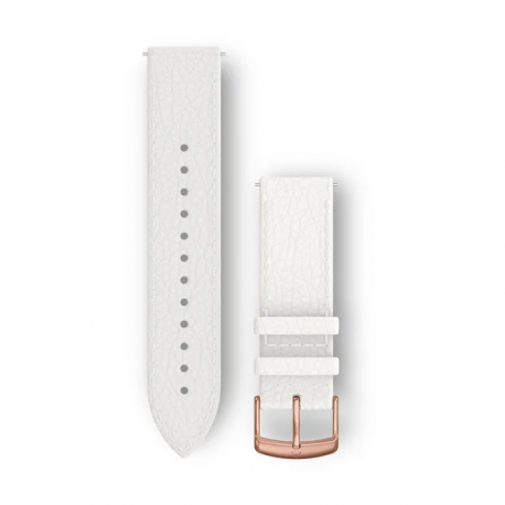 Pasek do Venu Sq/FR 245/645/Vivoactive3/Vivomove (20mm) Biała włoska skóra z elementami PVD z 18-karatowego różowego złota