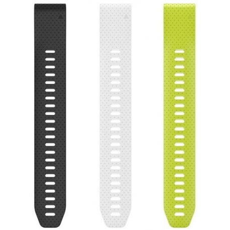 Silikonowe paski Garmin Quick Fit 20mm - Fenix 5s - czarny, biały, żółty - rozmiar duży