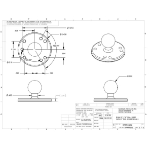 RAM MOUNT GŁOWICA OBROTOWA 1- CALOWA Z OKRĄGŁĄ PODSTAWĄ O ŚREDNICY 2.5 CALA [RAM-B-202U] 2