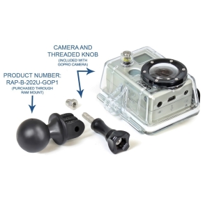 ADAPTER DO KAMER VIRB X/XE, GOPRO Z 1 CALOWĄ GŁOWICĄ OBROTOWĄ [RAP-B-202U-GOP1] 2
