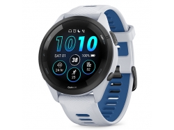 Forerunner 265 Czarna ramka z kopertą w kolorze mlecznego kwarcu z paskiem w kolorze mlecznego kwarcu/ciemnego błękitu