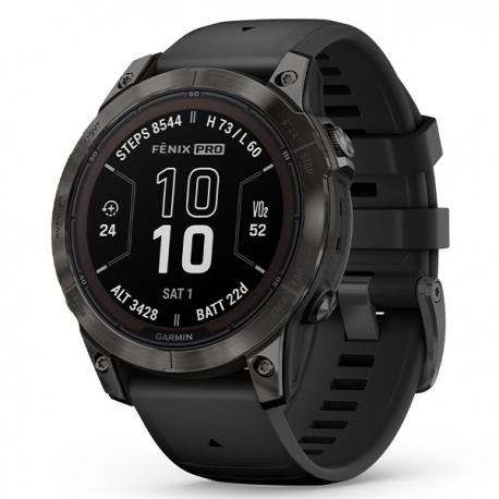 Fenix 7 Pro Sapphire Solar Carbon Gray DLC Titanium z czarnym paskiem