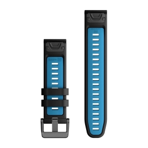 Silikonowy pasek QuickFit Fenix 7 Pro czarny / błękitny 22mm 2