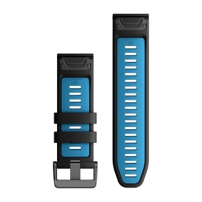 Silikonowy pasek QuickFit Fenix 7X Pro Czarny / błękitny 26mm 2