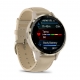 Venu 3S Bezel ze stali nierdzewnej w kolorze soft gold z kopertą w kolorze french gray i skórzanym paskiem