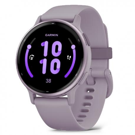 Vivoactive 5 Metaliczny aluminiowy bezel w kolorze orchid z kopertą w kolorze orchid i silikonowym paskiem