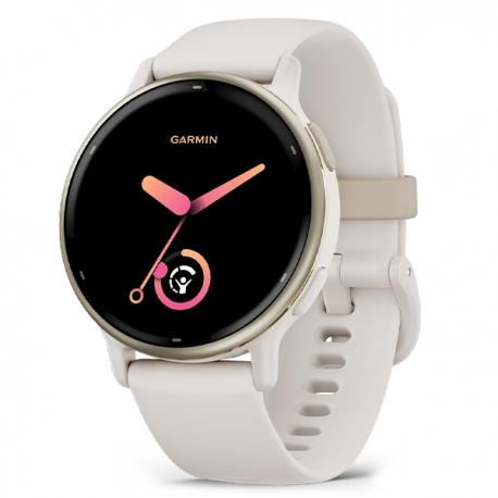 Vivoactive 5 Aluminiowy bezel w kolorze Cream Gold z kopertą w kolorze Ivory i silikonowym paskiem