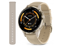 Venu 3S Soft gold z skórzanym paskiem w kolorze French Gray