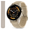 Venu 3S Soft gold z skórzanym paskiem w kolorze French Gray