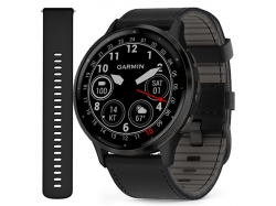 Venu 3 Slate z czarnym skórzanym paskiem