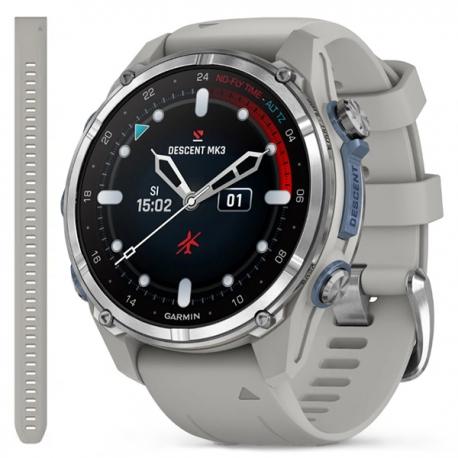 Descent Mk3 43mm - Stal nierdzewna z silikonowym paskiem w kolorze Fog Grey