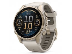 Fenix 8 43 mm AMOLED Sapphire Soft Gold z piaskowo-beżowym paskiem z PL TOPO 2025.4