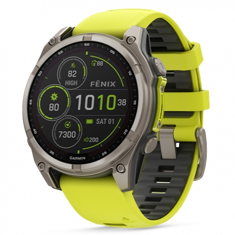 Fenix 8 47 mm Solar Sapphire Tytanowy z paskiem silikonowym w kolorze Amp yellow / Graphite