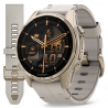 Fenix 8 43 mm AMOLED Sapphire Soft Gold z beżowym skórzanym paskiem