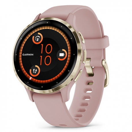 Venu 3S Bezel ze stali nierdzewnej w kolorze soft gold z kopertą w kolorze dust rose i silikonowym paskiem