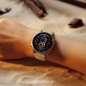 Fenix 8 43 mm AMOLED Sapphire Soft gold z piaskowo-beżowym paskiem z PL TOPO 2024.2 2