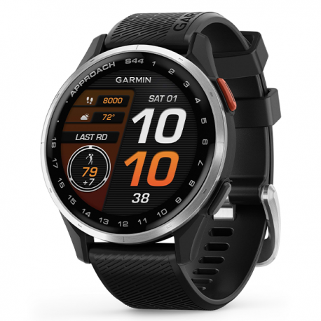 Approach S44 srebrny z czarnym silikonowym paskiem