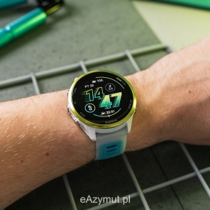 Forerunner 570 47 mm Aluminiowy w kolorze Amp Yellow z półprzezroczystym paskiem w kolorze Whitestone/Turquoise 2