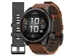 Fenix 8 Pro 47 mm AMOLED Sapphire Carbon grey DLC Titanium z kasztanowym skórzanym paskiem