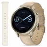 Venu 4 41 mm Lunar gold z paskiem silikonowym w kolorze Bone oraz paskiem skórzanym w kolorze Light Sand
