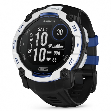Instinct 3 50 mm Solar Whitestone z paskiem w kolorze Black/Bolt blue