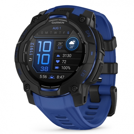 Instinct 3 45 mm AMOLED Black z paskiem w kolorze Bolt Blue/Black