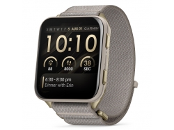 Venu X1 Soft Gold z tytanowym tyłem i nylonowym paskiem w kolorze French Gray