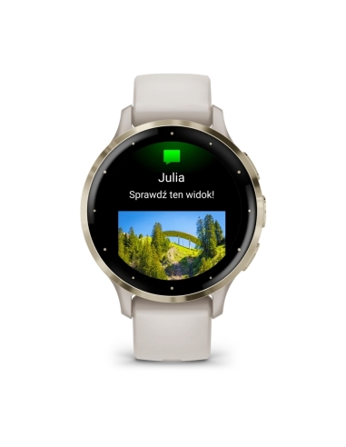 Venu 3S Bezel ze stali nierdzewnej w kolorze soft gold z kopertą w kolorze ivory i silikonowym paskiem