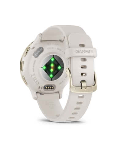Venu 3S Bezel ze stali nierdzewnej w kolorze soft gold z kopertą w kolorze ivory i silikonowym paskiem