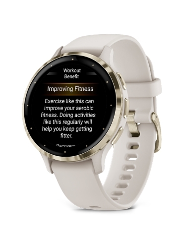 Venu 3S Bezel ze stali nierdzewnej w kolorze soft gold z kopertą w kolorze ivory i silikonowym paskiem