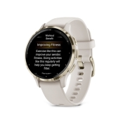 Venu 3S Bezel ze stali nierdzewnej w kolorze soft gold z kopertą w kolorze ivory i silikonowym paskiem