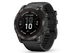 Fenix 7X Pro Sapphire Solar Carbon Gray DLC Titanium z czarnym paskiem z PL TOPO 2025.4 - Gwarancja 2 lata