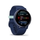 Vivoactive 5 Metaliczny aluminiowy bezel w kolorze Navy z kopertą w kolorze Navy i silikonowym paskiem