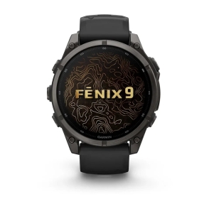 Fenix 9 47 mm Tytanowy w kolorze Carbon Gray z powłoką (DLC) z silikonowym paskiem w kolorze Black 2
