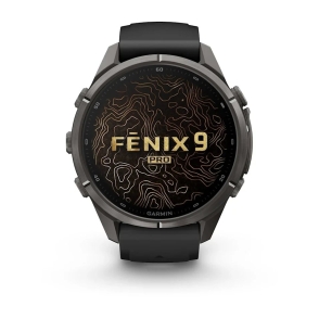 Fenix 9 Pro inReach 43 mm Tytanowy w kolorze Carbon Gray z powłoką (DLC) z silikonowym paskiem w kolorze Black / Pebble Gray 2