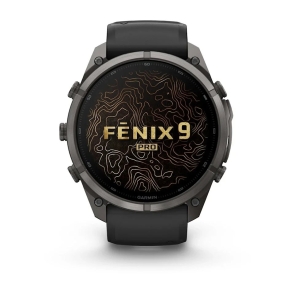 Fenix 9 Pro 51 mm Tytanowy w kolorze Carbon Gray z powłoką (DLC) z silikonowym paskiem w kolorze Black / Pebble Gray 2