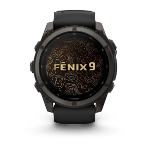 Fenix 9 51 mm Tytanowy w kolorze Carbon Gray z powłoką (DLC) z silikonowym paskiem w kolorze Black 2