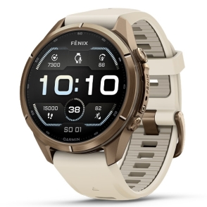 Fenix 9 Pro 43 mm Tytanowy w kolorze Autumn Gold z silikonowym paskiem w kolorze Cream / French Gray