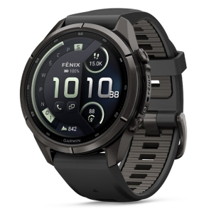 Fenix 9 Pro inReach 43 mm Tytanowy w kolorze Carbon Gray z powłoką (DLC) z silikonowym paskiem w kolorze Black / Pebble Gray