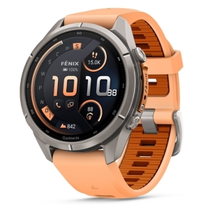 Fenix 9 Pro inReach 43 mm Tytanowy z silikonowym paskiem w kolorze Shell Pink / Autumn Orange