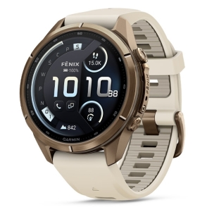 Fenix 9 Pro inReach 43 mm Tytanowy w kolorze Autumn Gold z silikonowym paskiem w kolorze Cream / French Gray