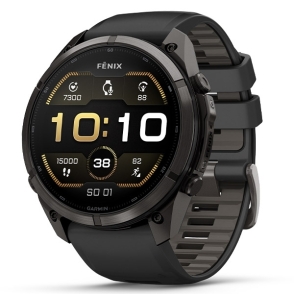 Fenix 9 Pro 51 mm Tytanowy w kolorze Carbon Gray z powłoką (DLC) z silikonowym paskiem w kolorze Black / Pebble Gray