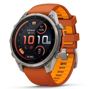 Fenix 9 Pro inReach 47 mm Tytanowy z silikonowym paskiem w kolorze Autumn Orange / Spark Orange