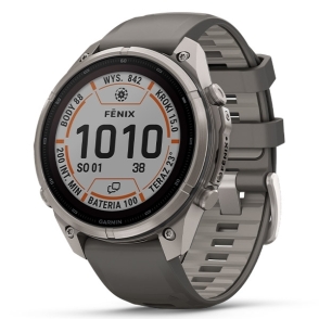 Fenix 9 Pro inReach Solar 47 mm Tytanowy z silikonowym paskiem w kolorze Pebble Gray