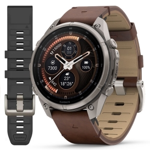 Fenix 9 Pro inReach 47 mm Tytanowy ze skórzanym paskiem w kolorze Walnut
