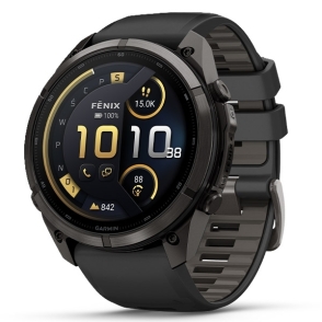Fenix 9 Pro inReach 51 mm Tytanowy w kolorze Carbon Gray z powłoką (DLC) z silikonowym paskiem w kolorze Black / Pebble Gray