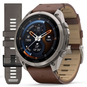 Fenix 9 Pro inReach 51 mm Tytanowy ze skórzanym paskiem w kolorze Walnut